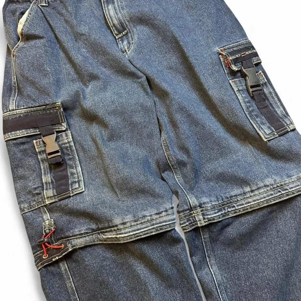 Vintage Y2K wide leg baggy punk‎ skater bugle boy convertible jeans fit 36x29